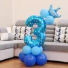 10PCS Blue Pink Party 0 - 9 Numbers Aluminum Film Latex Balloons Birthday Anniversary Decors