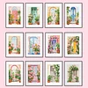 12pcs Flower Arch 5D DIY Square Drill Diamond Painting Kits for Adults Beginners Home Decor Diamonds Paintings Gem Art 5.91x7.09in