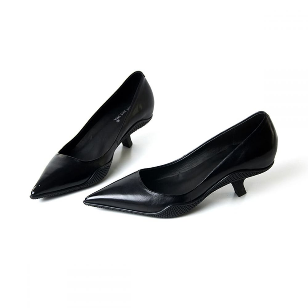 Genuine Leather Pointed Toe Comma Heel Pumps for Women Nicepairs