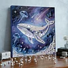 DIY Pearl Painting whale for Home Decor with Frame(30x30cm)