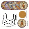 6PCS Special Shape Diamond Painting Coasters Kits (Bee Stain Glass )