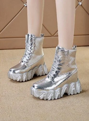 NEW Brand Woman Martin Boots Heel Shoes Women Sneakers Lace Up Winter Autumn Hidden Heels Shoes Daily Short Boots Woman Trainers