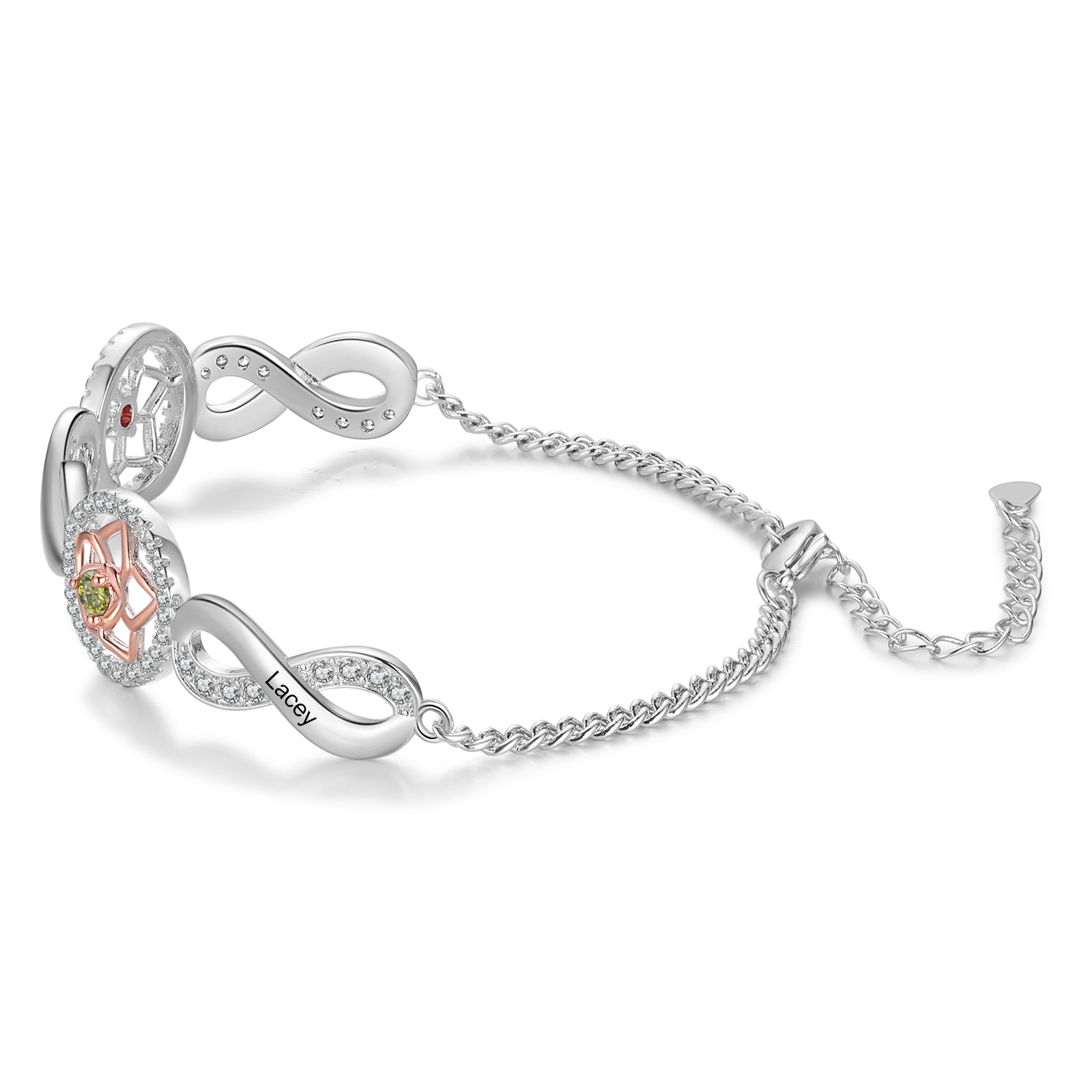 Personalised Women's Bracelet Custom 2 Birthstones & 2 Names Infinity Bracelet Birthday Gift for Her-Jessemade AU