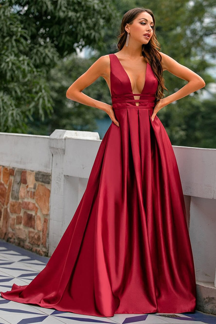 Luluslly Burgundy Sleeveless Long Prom Dress Open Back Online