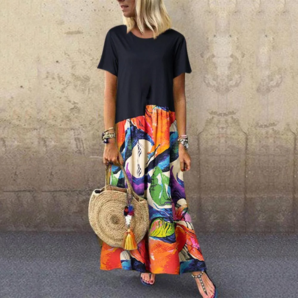 Fashion Printed Short-Sleeve Dress | EGEMISS