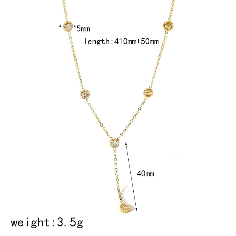 304 Stainless Steel 18K Gold Plated Minimalist Classic Style Plating Inlay Round Zircon Bracelets Necklace