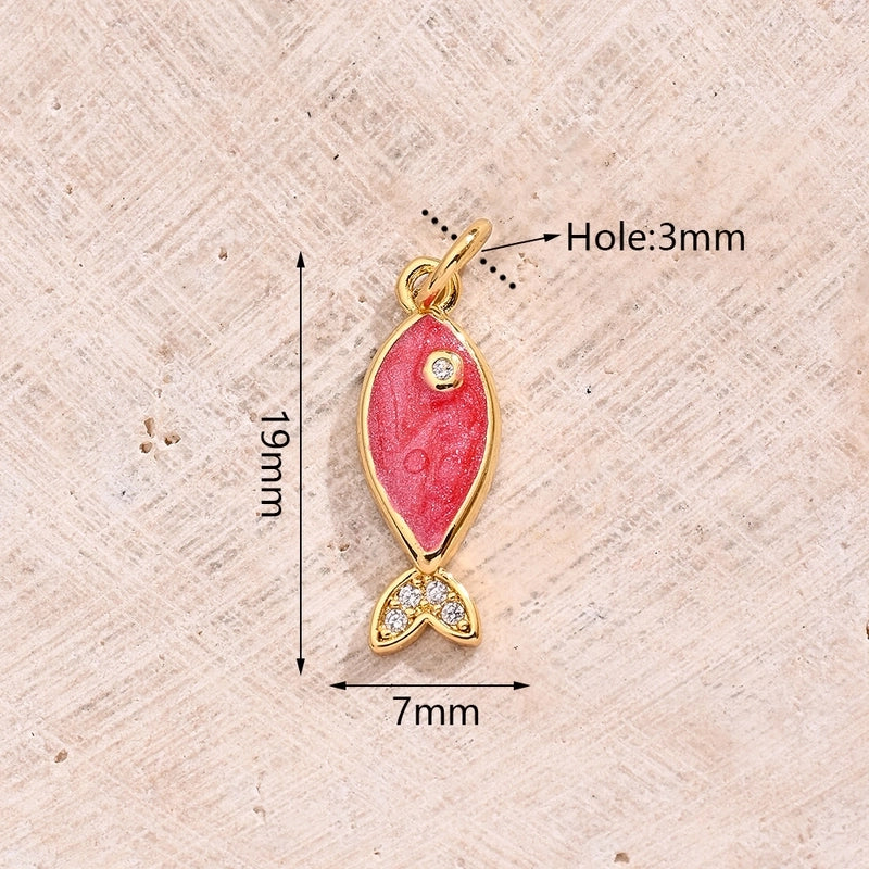 1 Pc/Package 17×16.5mm 19x7mm 23x9mm Hole 3~3.9mm Copper Zircon 18K Gold Plated White Gold Plated Fish Carp Polished Pendant Jewelry Accessories