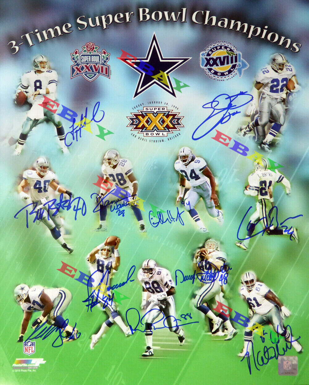 3 TIME SB CHAMP COWBOYS Signed Autographed 8x10 Photo Poster painting Reprint