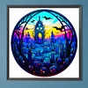Diamond Painting -5D Full Round Drill Glass Halloween Cemetery(50*50 CM)
