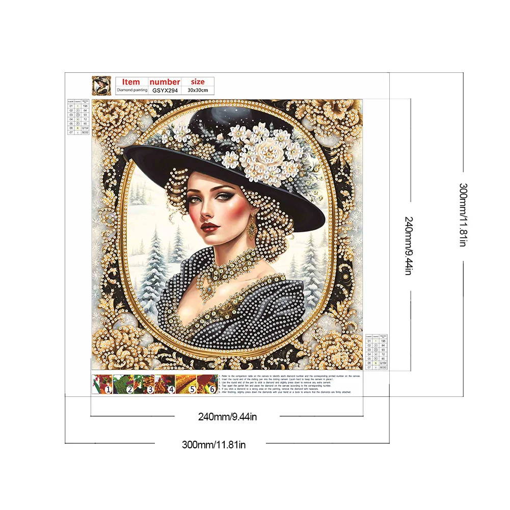 Diamond Painting - Partial Special Shaped Drill - Fashion Lady(Canvas|30*30cm)