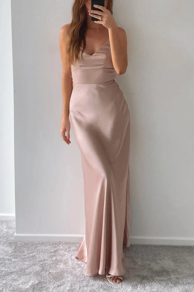 Blair Satin Gown - Champagne