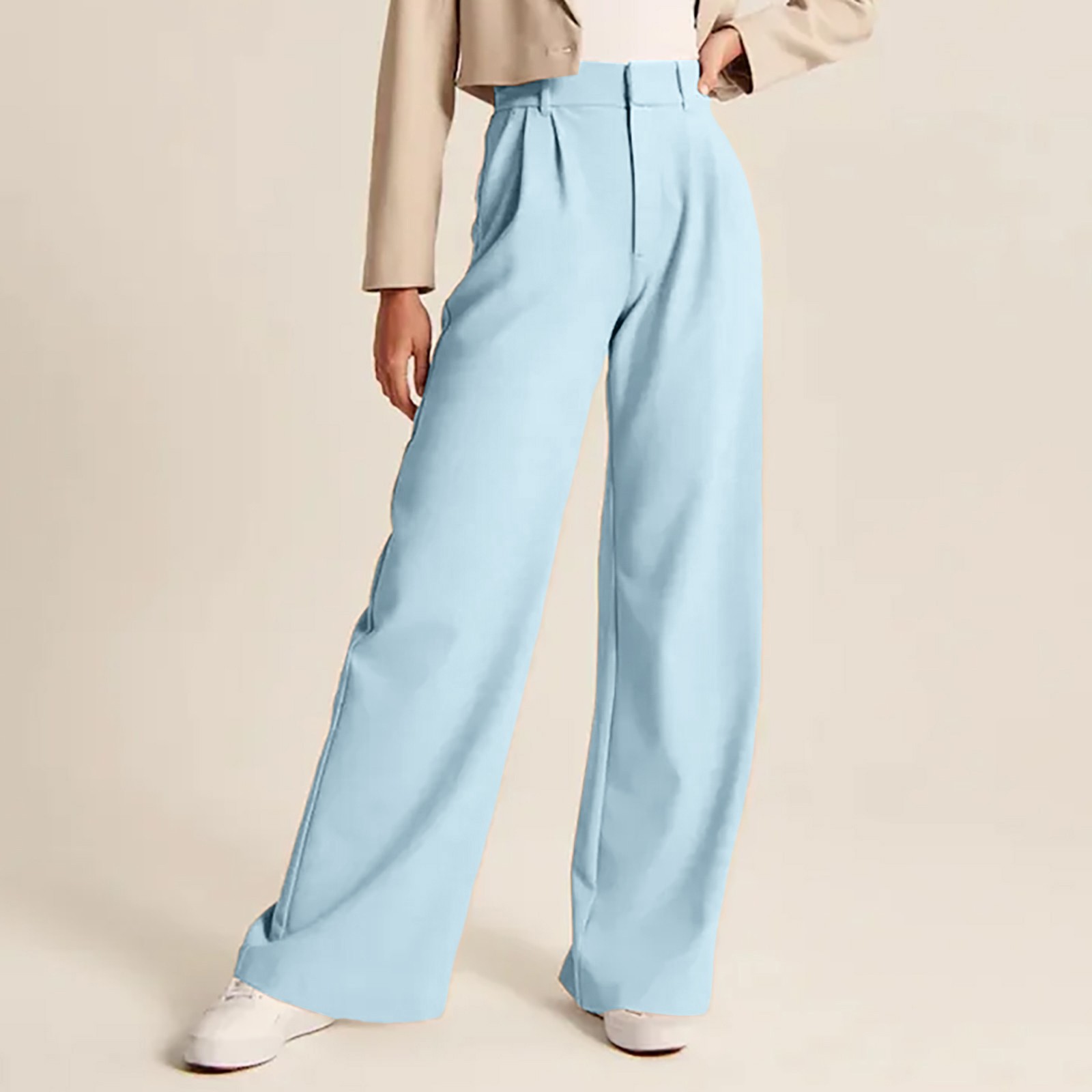 Bonushow Womens Casual Wide Leg Dress Pants High Waist Tailored Women Winter Pants plus Size Casual 3xl Women plus Size Pants Casual