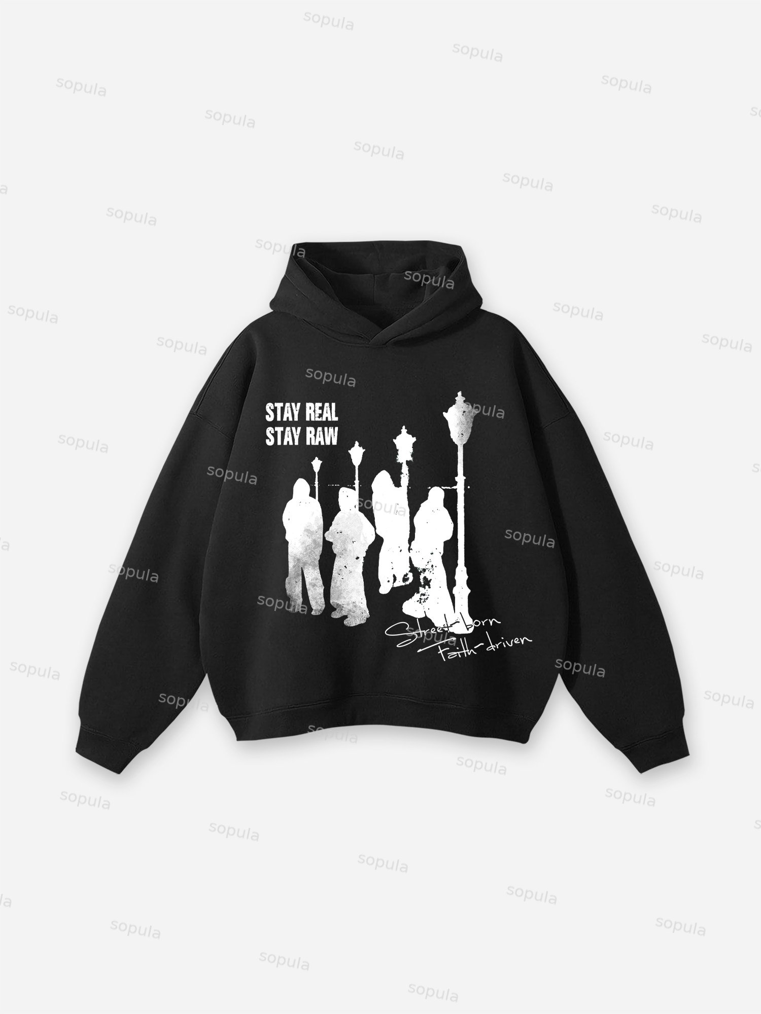 Street-born Abstract Character Graphic Cotton Hoodie - Sopula｜Premium Graphic Tees & Graphic Clothing