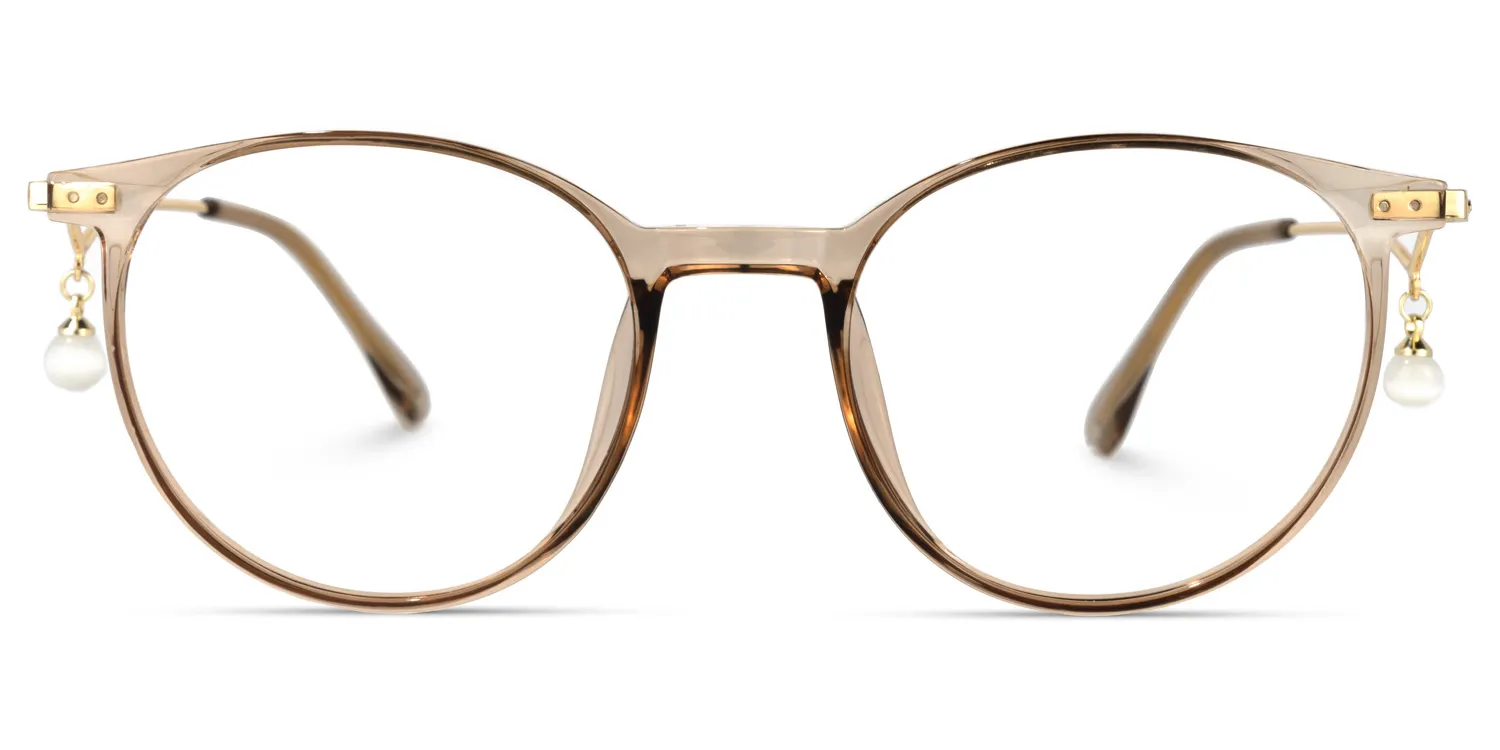 Nathaniall Hellbraun Kristall Rund Brille Hellbraun