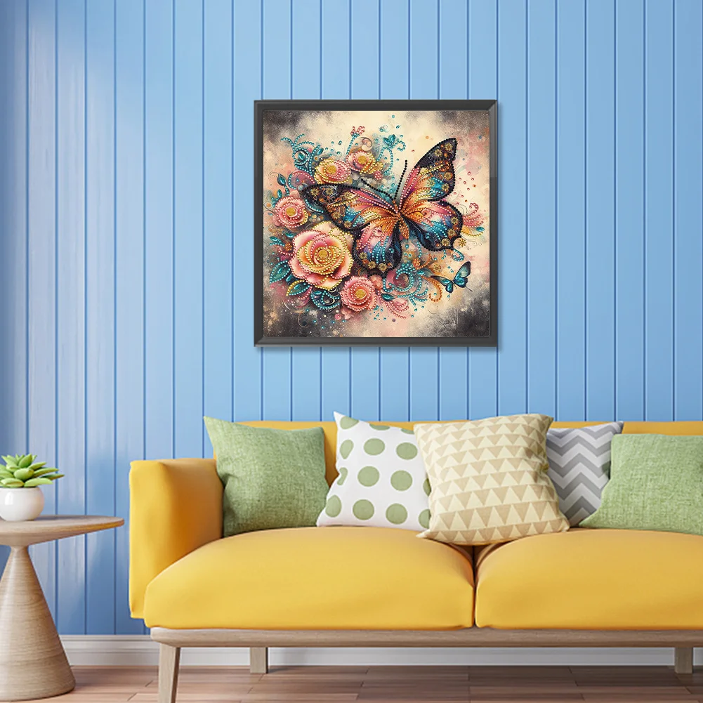 Diamond Painting - Partial Special Shaped Drill - Butterfly(Canvas|30*30cm)