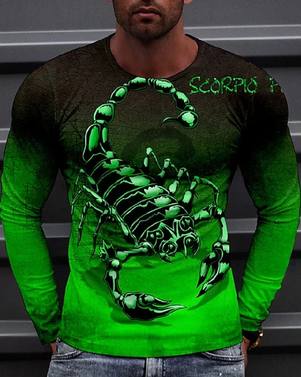 Hot Sale Men's 3D Printed Casual Long Sleeve Printed T-Shirt
