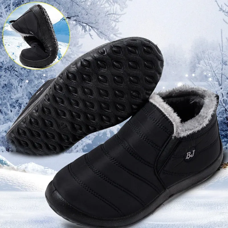 Lucyever 2021 Winter Keep Warm Snow Boots Women Waterproof Non-slip Plush Ankle Boots Woman Flat Thicked Cotton Patten Shoes