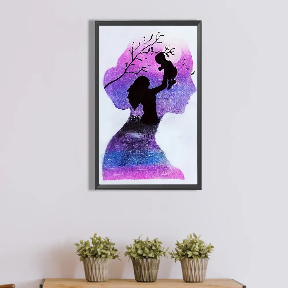 Full Round Diamond Painting 30*50cm - Mother Earth Silhouette