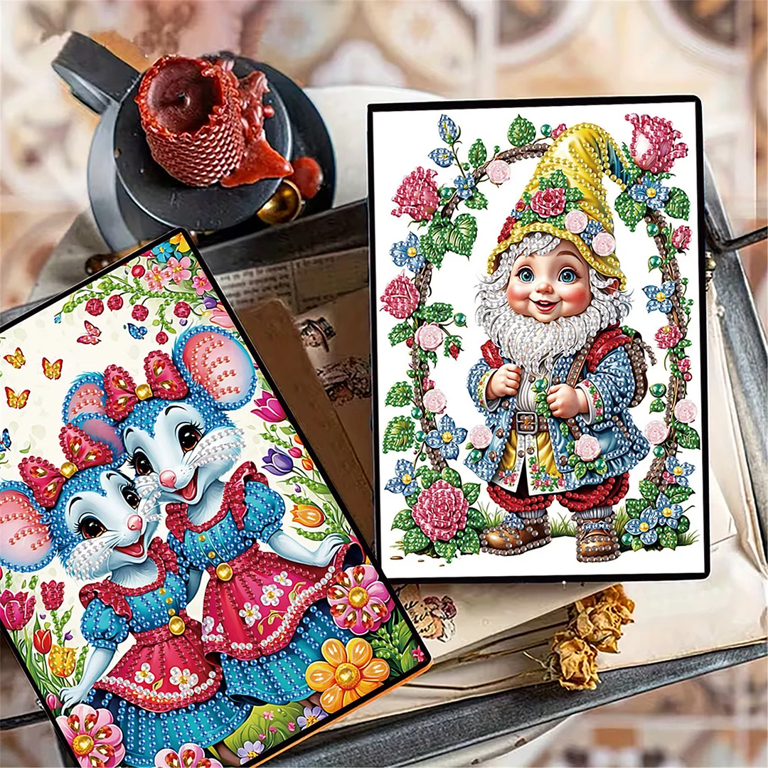 2pcs Mouse Partial DIY 50 Pages A5 Diamond Painting Notebook for Study Home