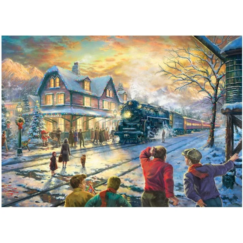 Winter Snow House Jigsaw Puzzle 1000 Piece DIY Assembling Educational Toy Birthday Gift for Boys and Girls