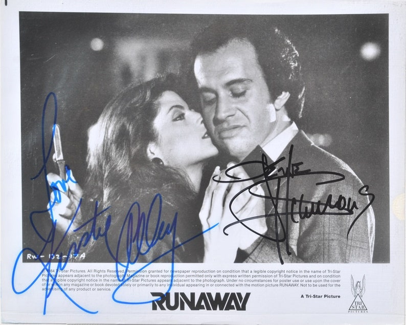 RUNAWAY CAST SIGNED Photo Poster painting x2 Gene Simmons & Kirsty Alley wcoa