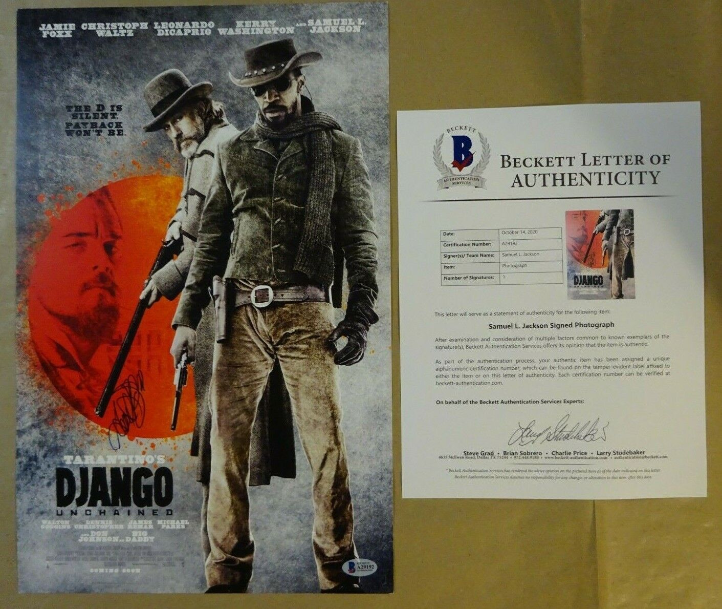 Signed DJANGO UNCHAINED Autographed 11x17