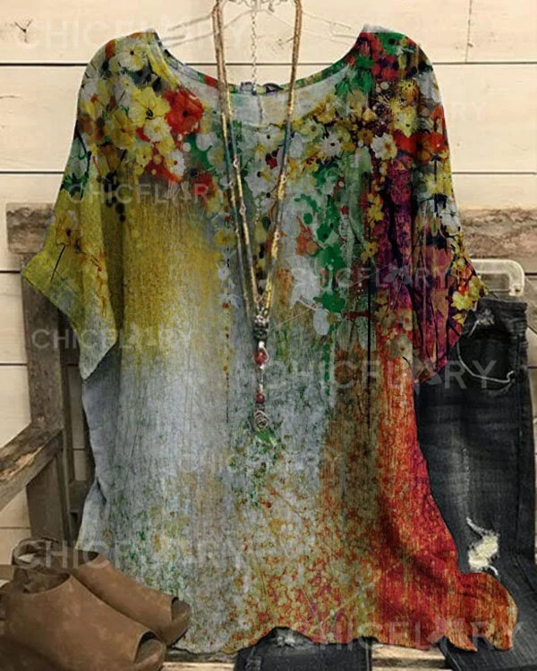Women's Floral  Print Loose Top