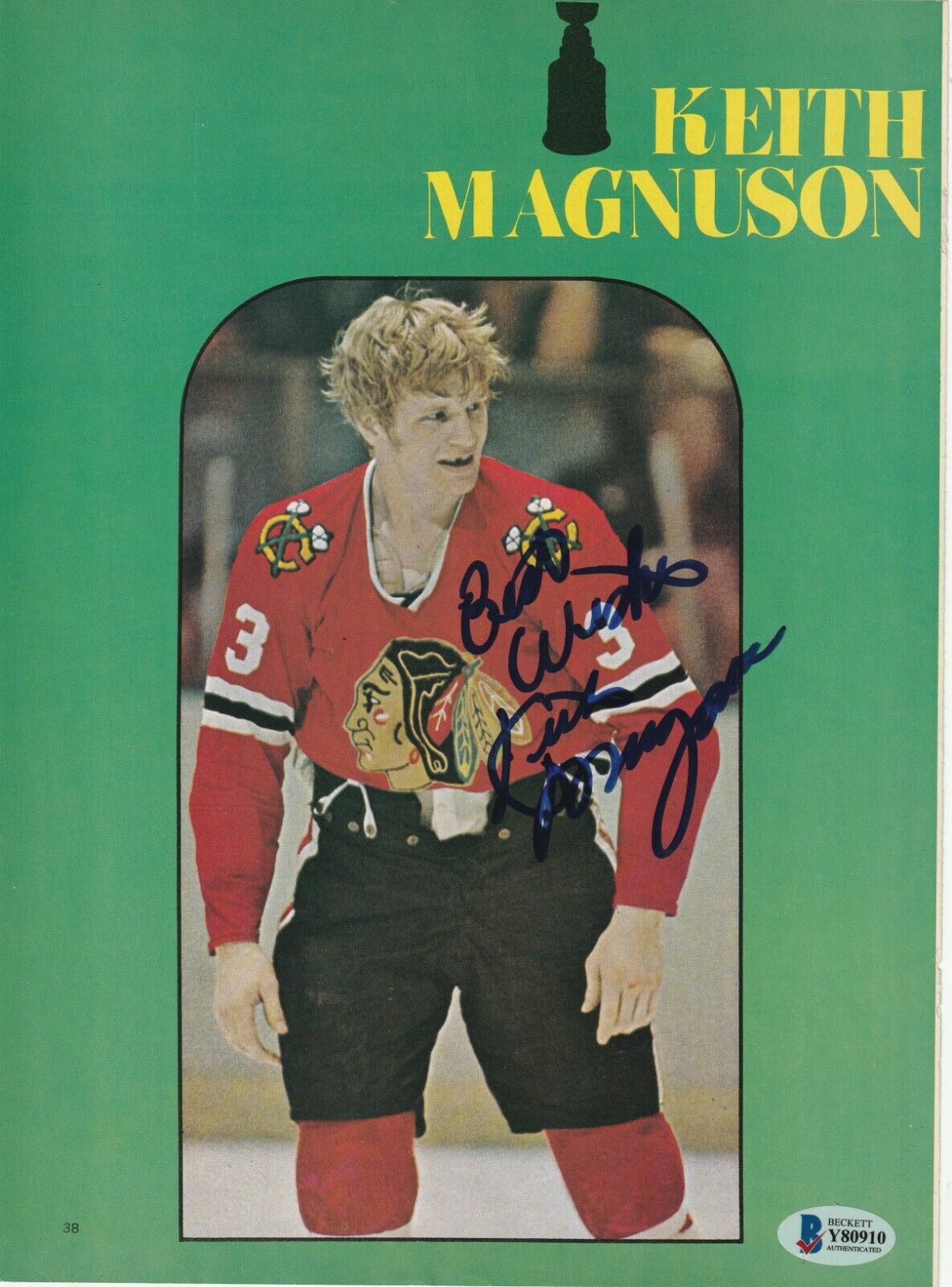 KEITH MAGNUSON Signed Magazine Photo Poster painting Page with Beckett COA