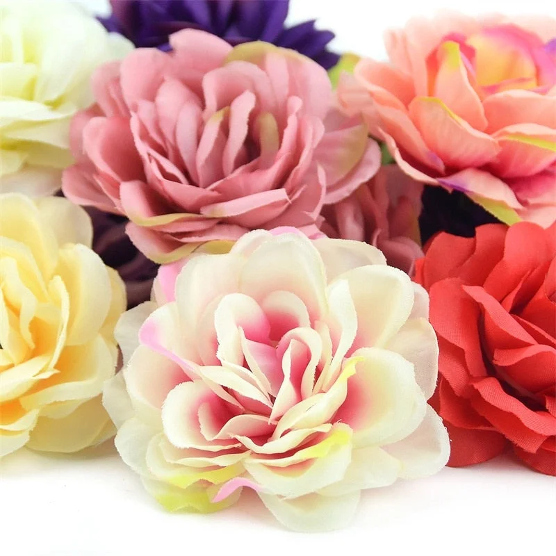 30pcs/lot 7cm Large Artificial Silk Rose Flower Heads For Home Wedding Decoration DIY Wreath Wall Accessories Craft Fake Flowers