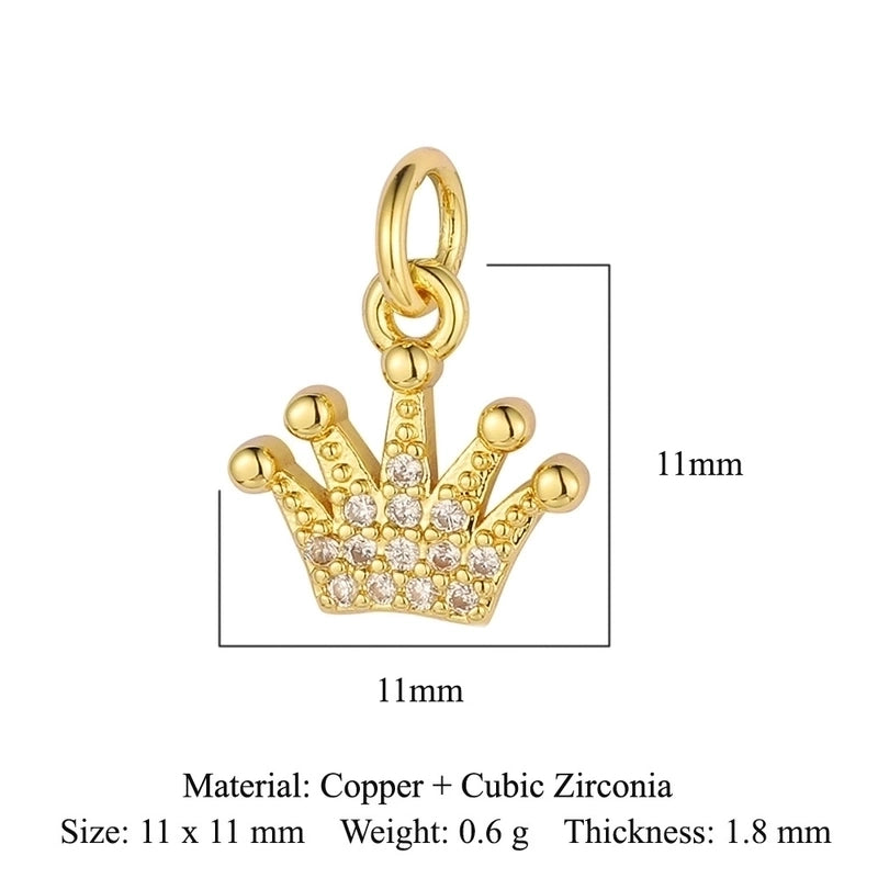 3 Pieces Retro Palm Crown Copper Plating Inlay Zircon 18k Gold Plated Charms Jewelry Accessories