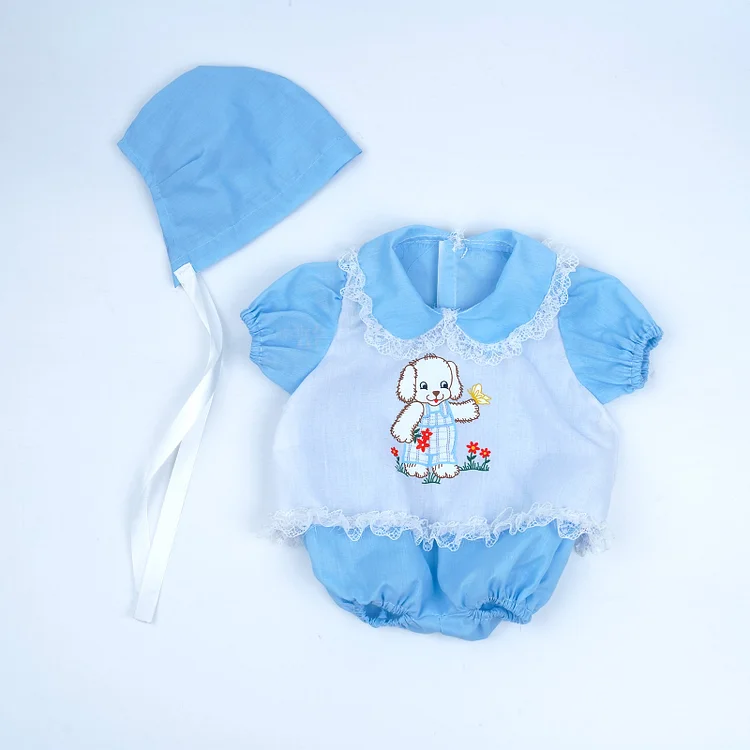 18-20 Inch Clothes Accessories Blue with Puppy Pattern 2-Piece Set for Reborn Baby Doll Rebornartdoll® RSAW-Rebornartdoll®