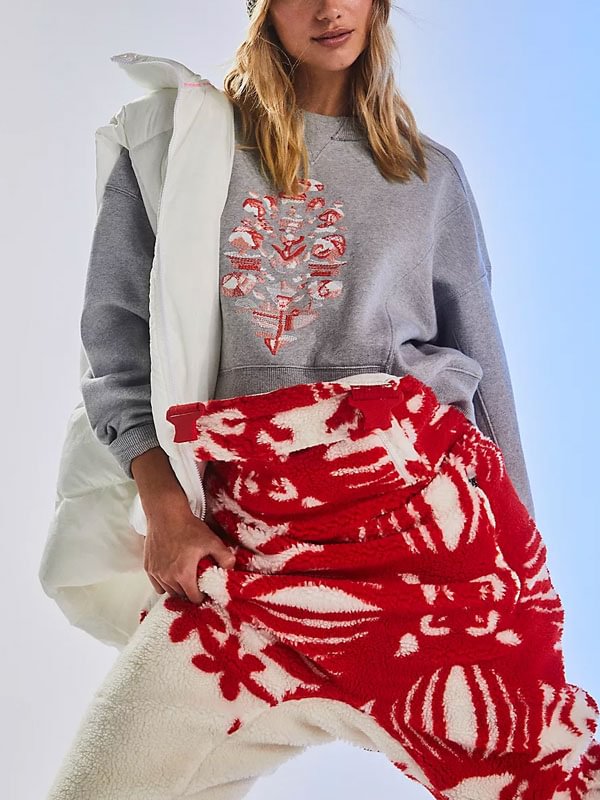 Soft fabric ribbed knit crew neck outdoor women's sweatshirt