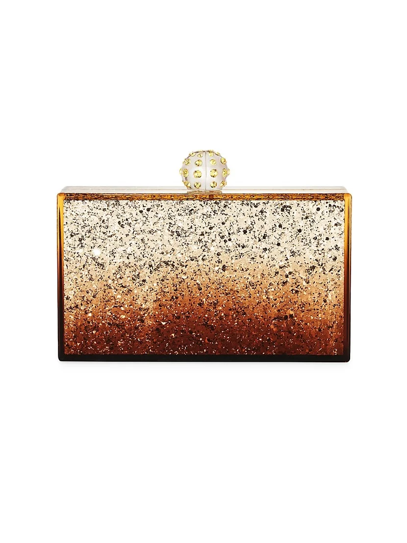 Aquazzura Tequila Crystal-Embellished Glitter Clutch