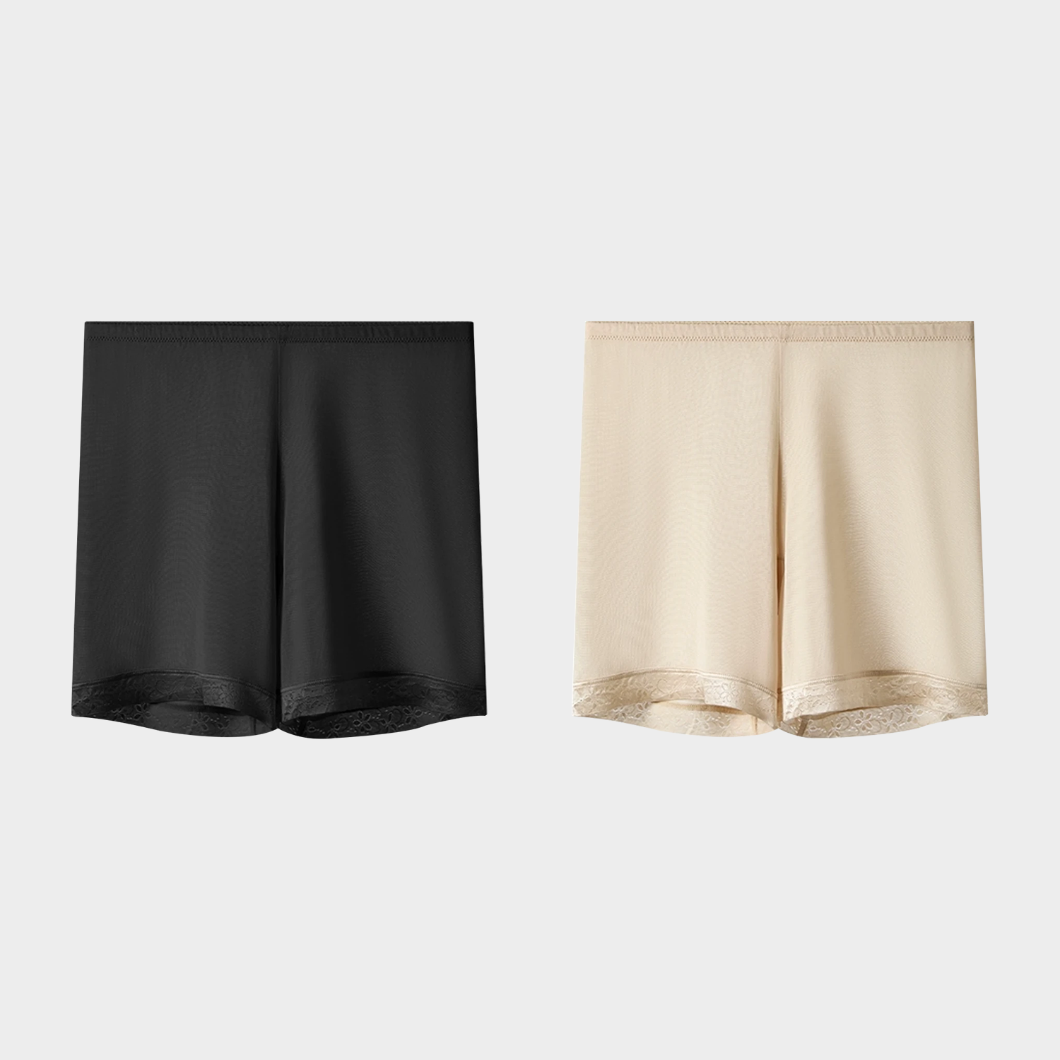 100% Silk Lace Boy Shorts Panties Mid Waist 2-Pack REAL SILK LIFE