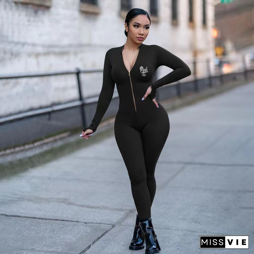 Activewear Long Sleeve Bodycon One Piece Jumpsuit