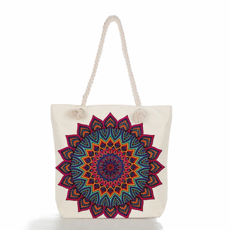 Women’s Basic Flower Canvas Shopping Bags