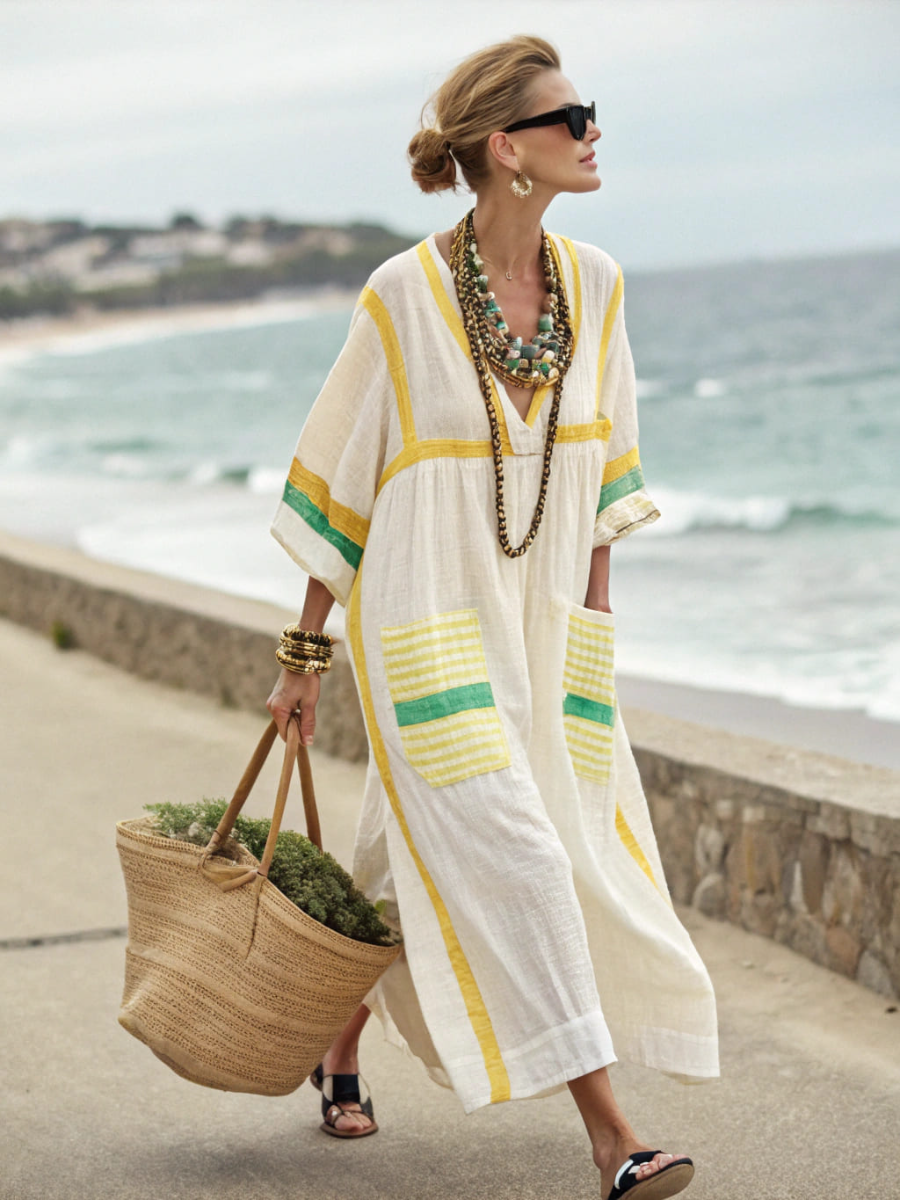Women's Linen Solid Color Loose Dress