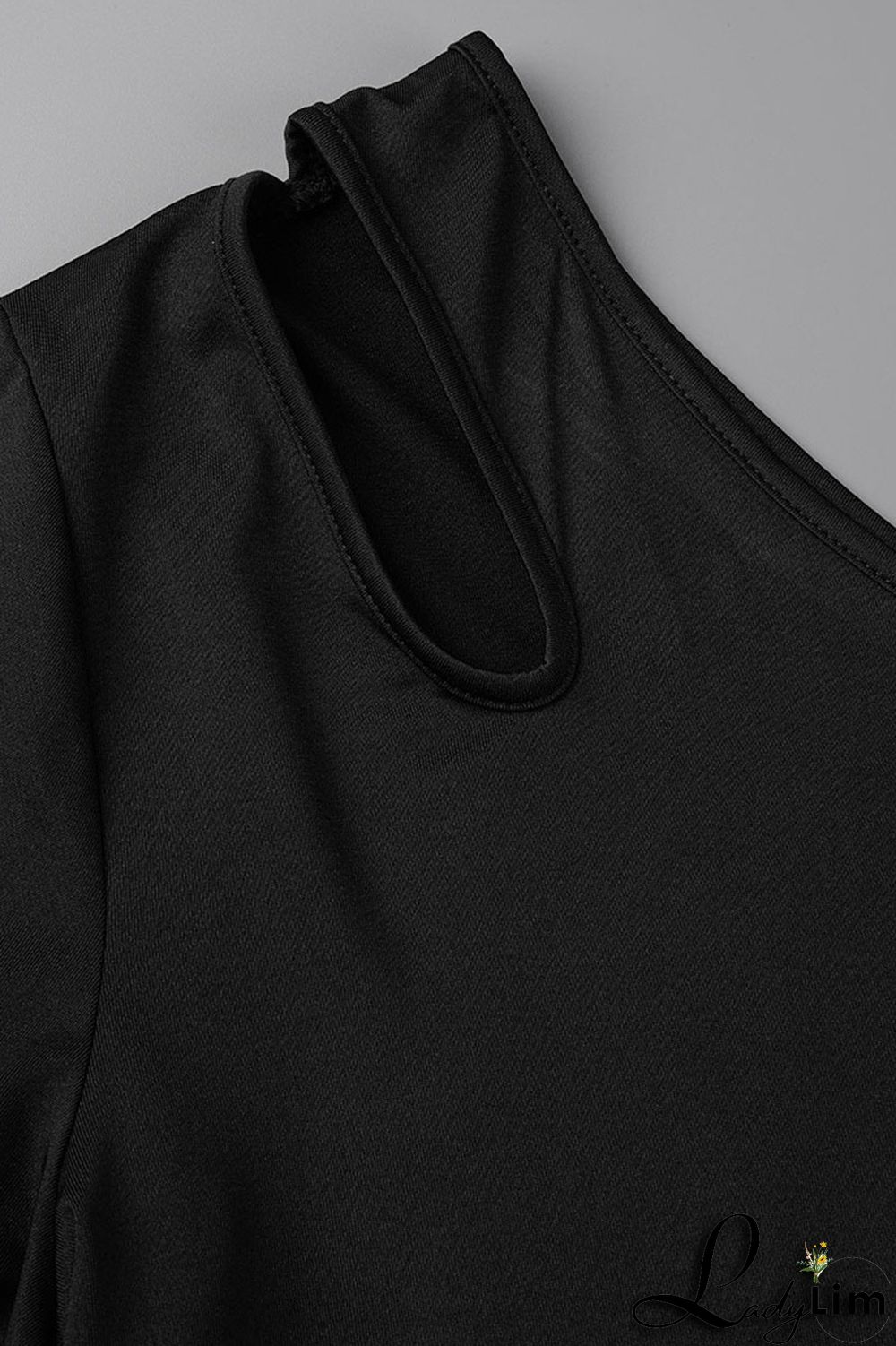 Black And White Sexy Street Print Patchwork Asymmetrical Oblique Collar Plus Size Two Pieces