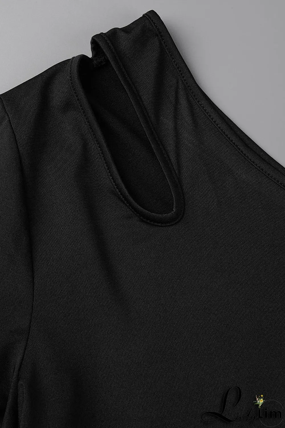 Black And White Sexy Street Print Patchwork Asymmetrical Oblique Collar Plus Size Two Pieces