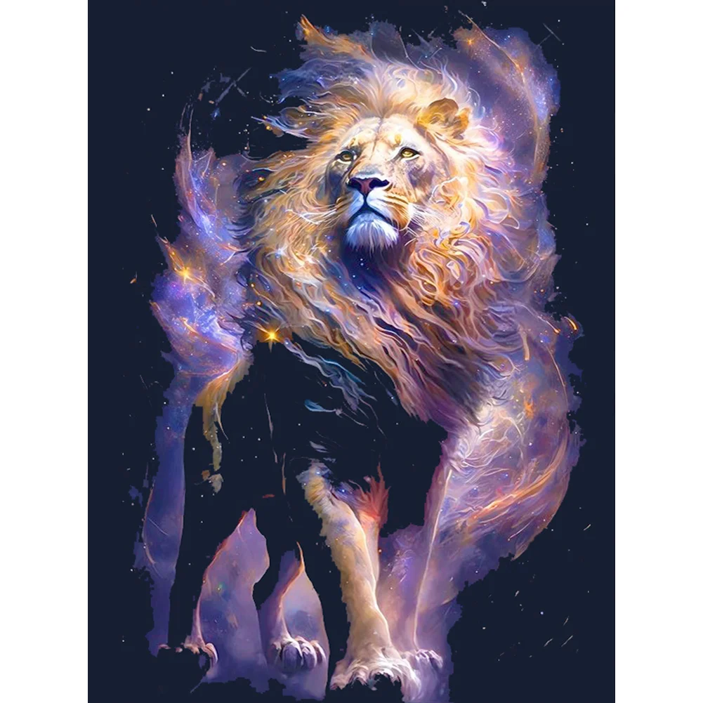 Diamond Painting - Full Round Drill - Starry Lion(Canvas|30*40cm)
