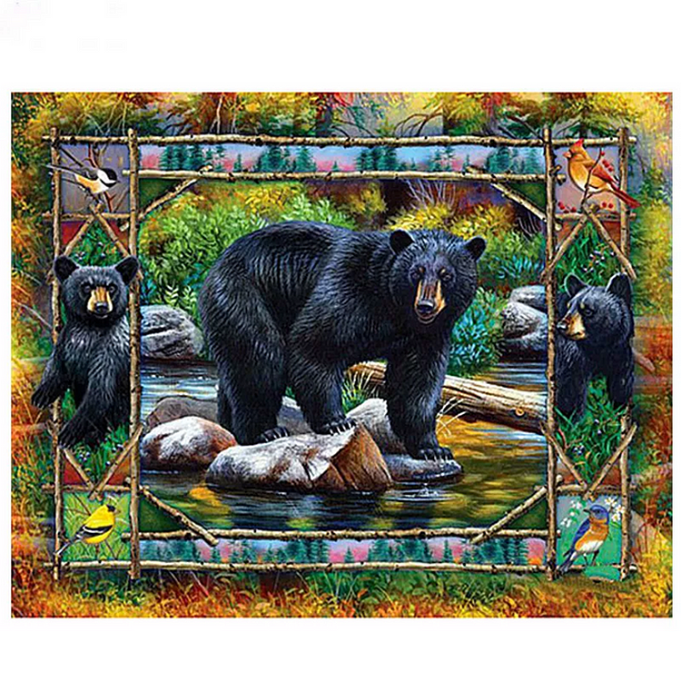 Black Bear 40*30CM(Canvas) Full Round Drill Diamond Painting gbfke
