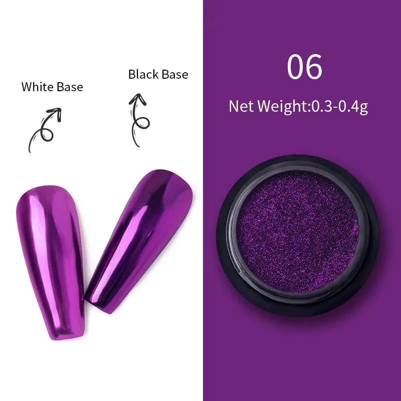 6Colors Laser Holo Aurora Solid Mirror Nail Glitter Powder Nails UV Gel Polish Holographics Pigment Nail Art Decorations-Nail Inspo
