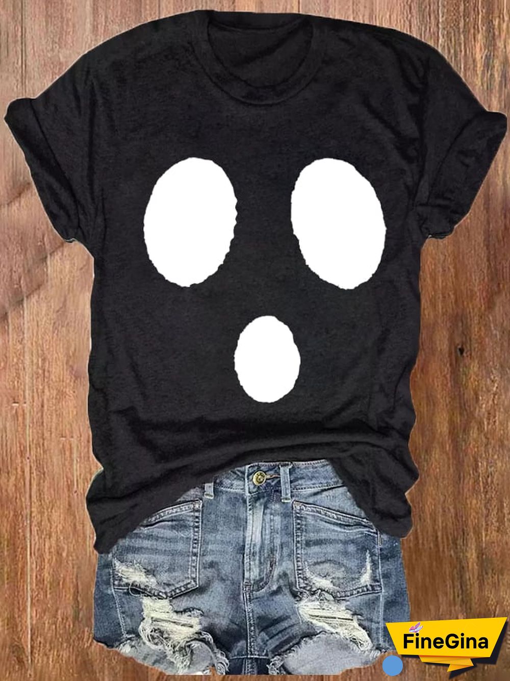 Women's Ghost Print Casual T-Shirt