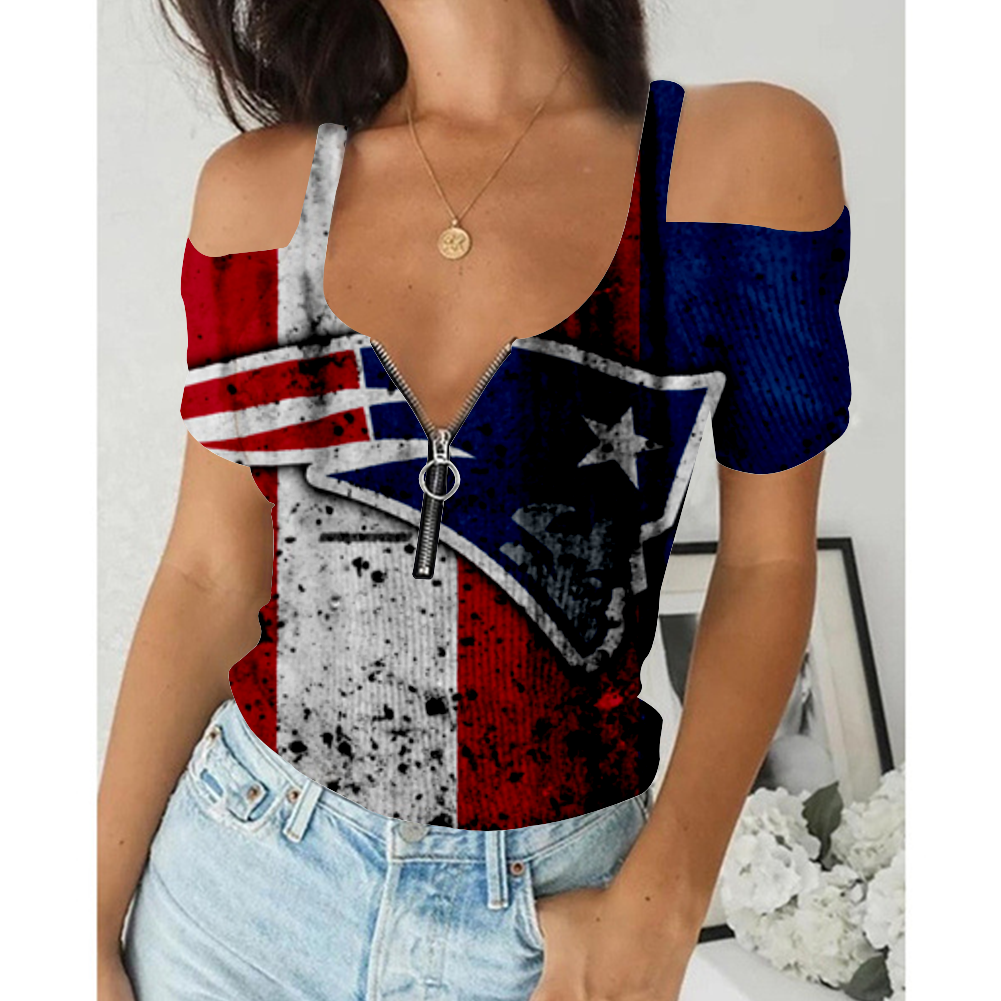 patriots off the shoulder sweatshirt