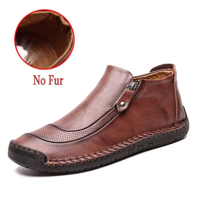 Fashion Winter Men's Boots Warm Fur Men's Boots Snow Leather Men's Boots Autumn Mens Basic Boots Outdoor Men's Driving Shoes
