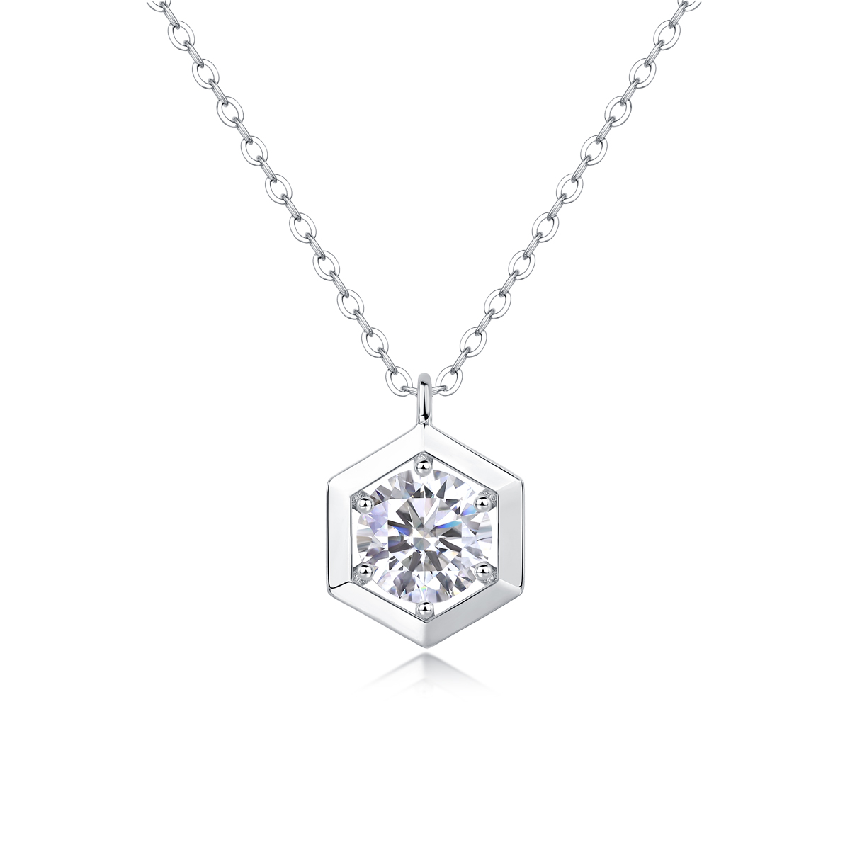  1 Carat Exquisite Moissanite Pendant Necklace S925 Silver Round Cut Diamond Necklace Party Jewelry with Package Gift Box