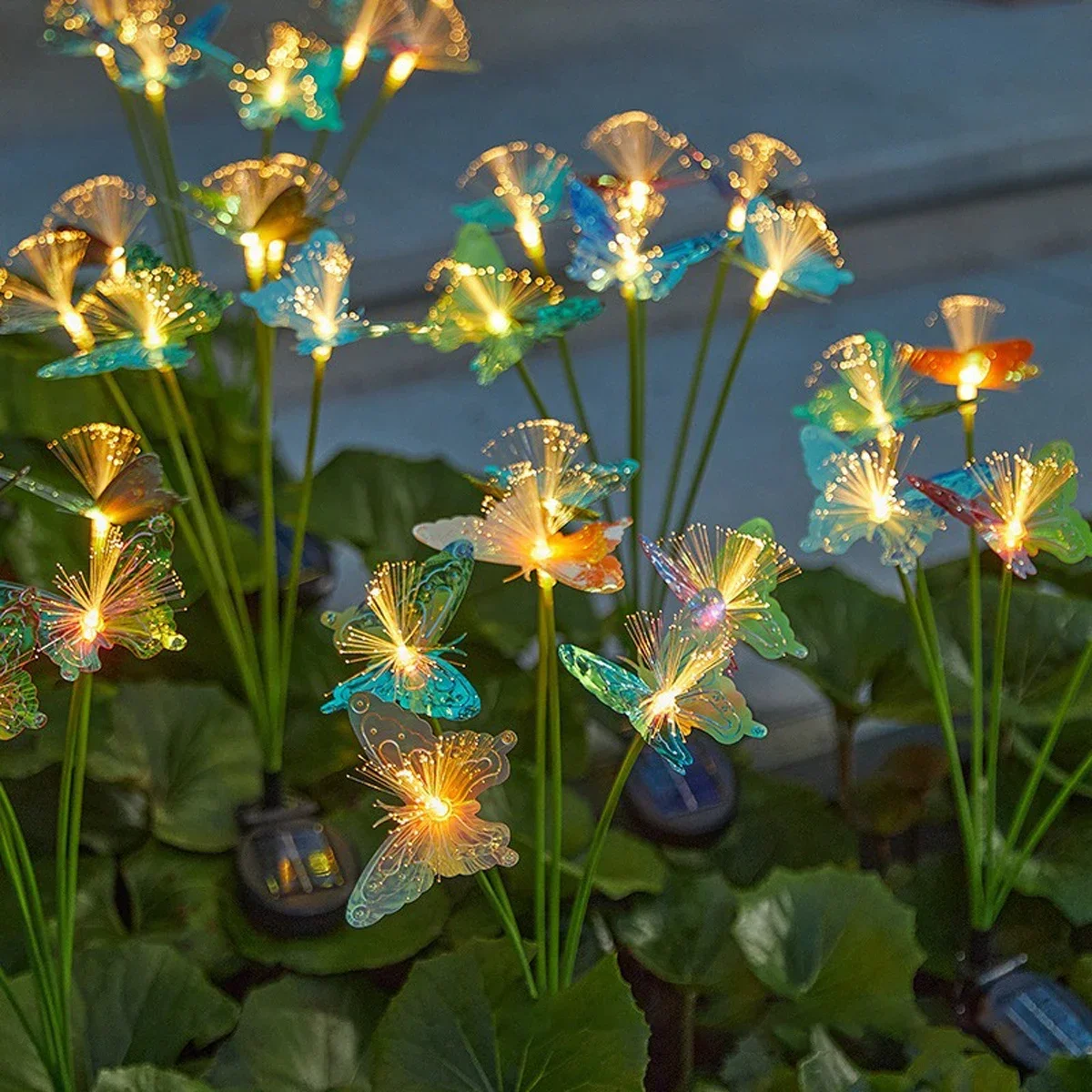 Tegooe Solar-Powered Butterfly Fiber Optic Garden Lights - Waterproof Color-Changing