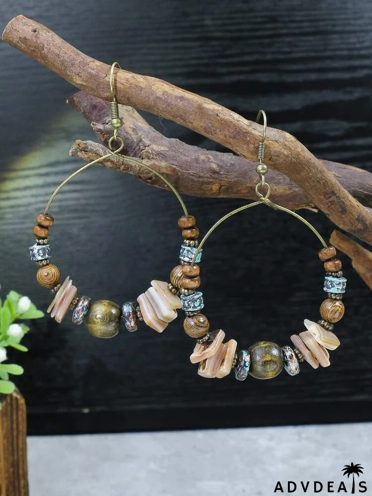 Bead Decor Circle Drop Earrings