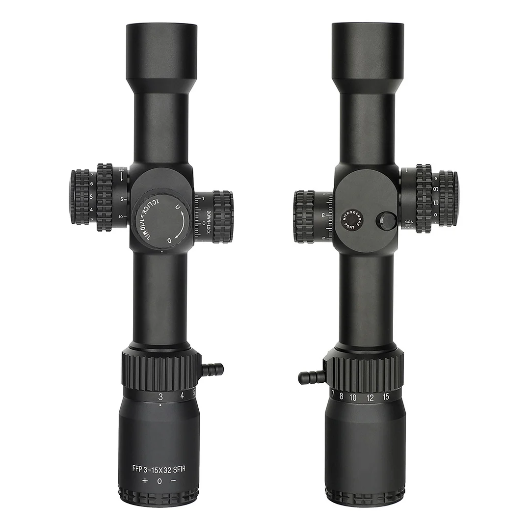 ohhunt® 3-15X32 SFIR First Focal Plane 11 Level Red Illuminator Side Parallax Tactical FFP Scope 