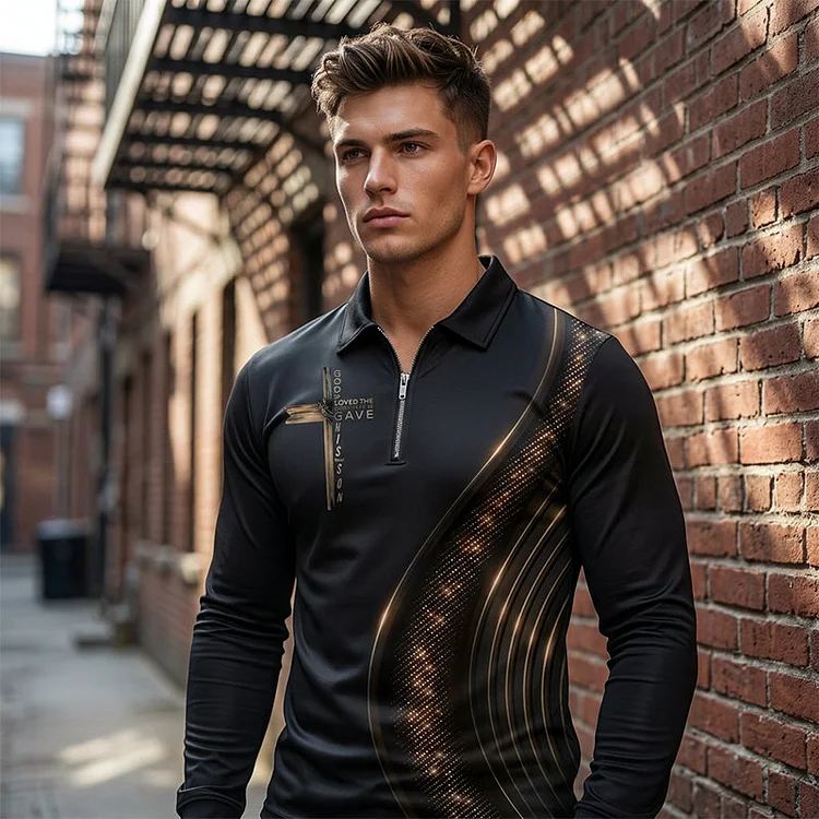 🎁NEU EINGETROFFEN 60% RABATT💥 L&auml;ssiges Retro-Polohemd f&uuml;r Herren mit langen &Auml;rmeln und Rei&szlig;verschluss
